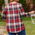 thumbnail image 5 of TQWQT Women's Plus Size Plaid Tunic - 3/4 Sleeve, Round Neck, Soft Easy-Care Fabric, High-Low Hem, Flowy Loose Fit Top for Jeans/Layering 2XL, 5 of 5