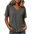 thumbnail image 2 of Neewe Short Sleeve V Neck Tees for Womens Tops Daily Fashion Clothes 2026 Casual Summer Spring Fall Outfits, 2 of 6
