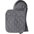 thumbnail image 2 of Oven Mitts and Pot Holders,4PCS Heat Resistant Kitchen Mittens and Pot Holder Set,Non-Slip Rubber Surface 2 Oven Mitts,2 Rubber Pot Holder for Cooking,Baking,Grilling,Barbecue,Grey, 2 of 5