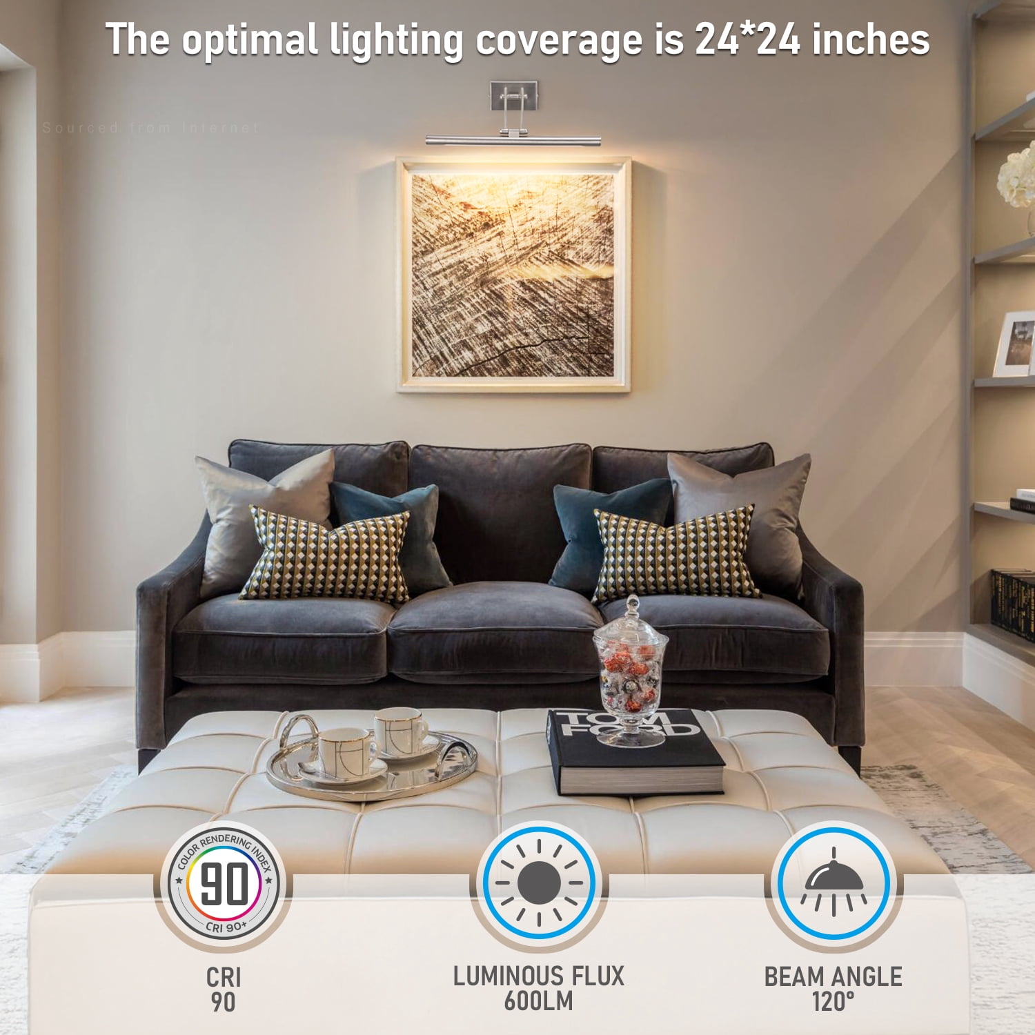 2 Pack LED Picture Lights, 15.75", Metal Dimmable Artwork Lamps, CRI90+, Plug-n-Play & Hardwire Art Lighting, Satin Nickel