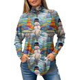 thumbnail image 7 of Women's Fall Casual Christmas Printed High Neck Long Sleeve Pullover Top, Loose Vintage Graphic Sweatshirt, Holiday T-Shirt Blouse,Blue,M, 7 of 7