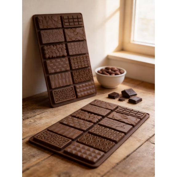 ROSOZ 12-Cavity Silicone Chocolate Mold Rectangular - Flexible Easy Release Baking Tray for Homemade Chocolates, Fudge, Cakes & Pastries, Heat Resistant Bakeware