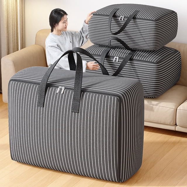 Bolsa de almacenamiento extra grande de alta resistencia | Mangos reforzados | Bolsa plegable engrosada para ropa, mantas, ropa de cama | Doble cremallera | Organizador de movimiento resistente al