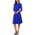 thumbnail image 4 of INSPIRE CHICBusiness Skirt Suit Sets for Women's 2 Piece Outfits Office 3/4 Sleeve Blazer Jacket Pleated Skirts XS Royal Blue, 4 of 6
