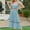 Blue, variant on Sakmal Long Sundresses for Women 2024 Pink Square Neckline Solid Sleeveless Cutout Lace Flowy A-Line Dress