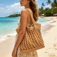 thumbnail image 2 of Crochet Woven Beach Tote Bag With Inner Lining Lightweight Foldable Soft Shoulder Bag Large Capacity Fashion Purse For Women Summer Vacation Beach Travel Daily Use, 2 of 7