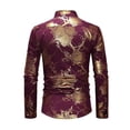 thumbnail image 3 of Mens Hipster Gold Rose Printed Slim Fit Long Sleeve Dress Shirts/Prom Performing Shirts, 3 of 5
