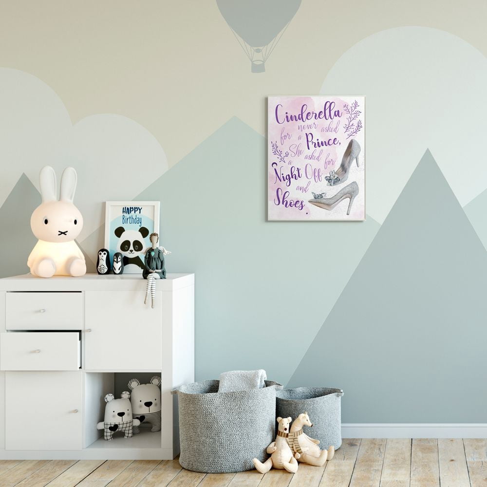 Stupell Industries Princess's Night Off Quote Glam Glitz Heels Fantasy Wall Plaque Design by Ziwei Li, 13" x 19"