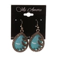 thumbnail image 2 of Blue & Silver-Tone Colored Metal Dangle-Earrings With Bead Accents #LQE2708, 2 of 2