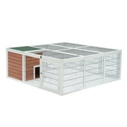 64" Wooden Outdoor Hutch with Run and Mesh Cover