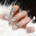 thumbnail image 2 of Rhinestone Design Handmade Press on Nails, 3D Glitter Artificial Luxury Wear a Finished Manicure False Nail Tips Shining Jewel the Bride Nail Art DIY Party Gift for Women, 2 of 4