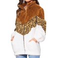 thumbnail image 3 of Veste d'Hiver pour Femmes Décontractée à Capuche à Fermeture Éclair Color Block Chaude Ample Manteau Blouse Confortable, 3 of 8