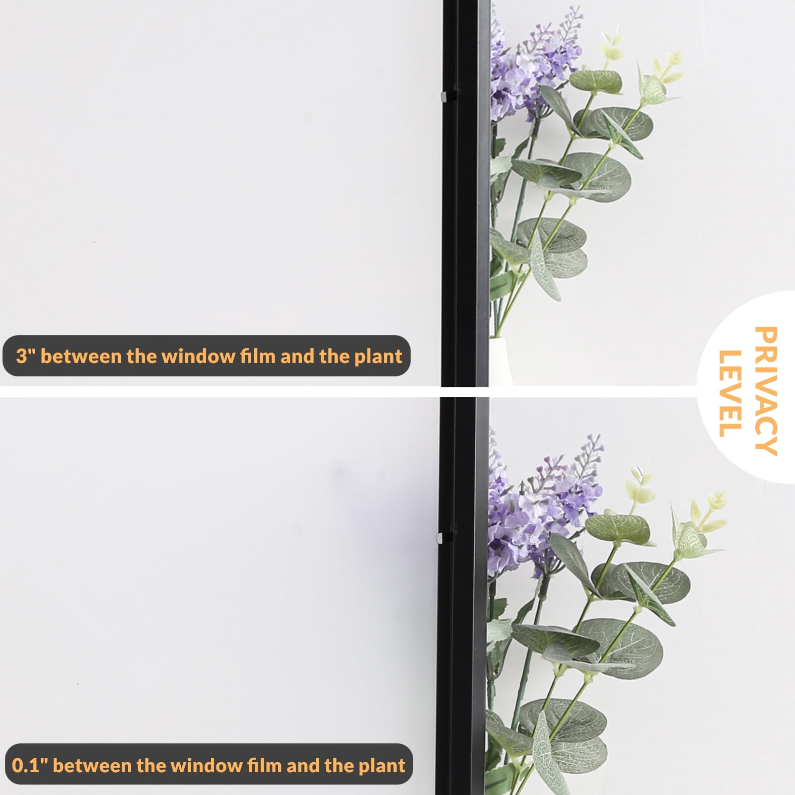 VELIMAX Privacy Frosted Window Film Non-Adhesive Frosted Window Cling Sticker Opaque Glass Tint for Bathroom Home Office,White(35.4 x 78.7 inches)