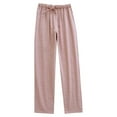 thumbnail image 7 of USNSM Women's Cotton Pajama Bottoms Lightweight Sleep Lounge Pants Plaid Print Sleepwear Long Pj Loose Fit Woven Knit Pants Pink M, 7 of 7