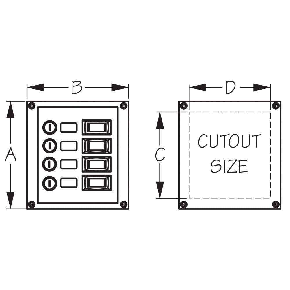 Sea Dog Vertical 4 Gang Rocker Switch Panel