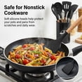 thumbnail image 6 of NULAS Kitchen Utensils Set, 37 pcs Non-Stick Silicone Cooking Kitchen Utensils Spatula Set with Holder,446℉ Heat Resistant,Wood Handle Kitchen Gadgets,Black, 6 of 7