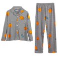 thumbnail image 2 of YHAJDS Winter Casual Pajama Suits For Women,Women Print Loose Fit Button Front Turn Down Collar Long Sleeve Cardigan and Pants Pajama Set Soft Fabric for Cozy Nights, 2 of 3