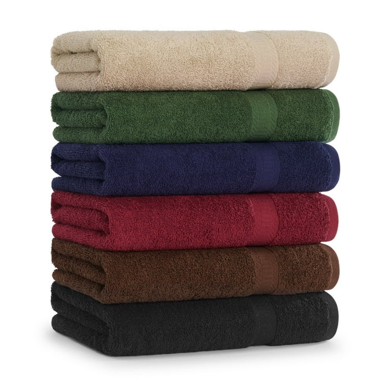 Arkwright True Color Bath Towels 6 Pack 25x52 in. Ring Spun Cotton Navy Blue