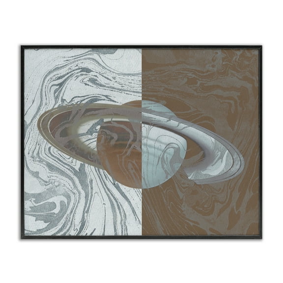 Stupell Industries Abstract Marbled Planet Astrology & Stars Painting Black Framed Art Print Wall Art, 14 x 11
