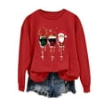 thumbnail image 2 of GUZOM Womens Red Christmas Sweatshirt - Oversized Crew Neck, Wine Glass Graphic Long Sleeve, Easy-Care Polyester for Holiday Gatherings,Size L, 2 of 4