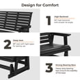 thumbnail image 6 of Innovaze HIPS Patio Glider Bench with Cup Holders, Durable Poly Lumber Material, All-Weather Resistant, for Outdoor, Patio (Black, 3-Seat), 6 of 11