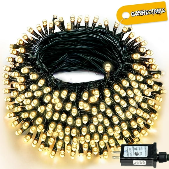 Luces navideñas conectables de 240 LED, 88 pies, 13 modos, para interiores y exteriores | Cadena de luces navideñas extensibles de alambre verde con temporizador | Luz de hadas centelleante enchufable