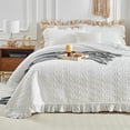 thumbnail image 2 of Juego de edredón UOZZI BEDDING con volantes, tamaño queen, color blanco, 240 x 240 cm, 3 unidades, 2 of 9