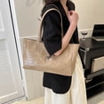 thumbnail image 1 of Bolso de hombro con patrón de piedra para mujer Bolso de mano de gran capacidad de cuero PU (Caqui), 1 of 3