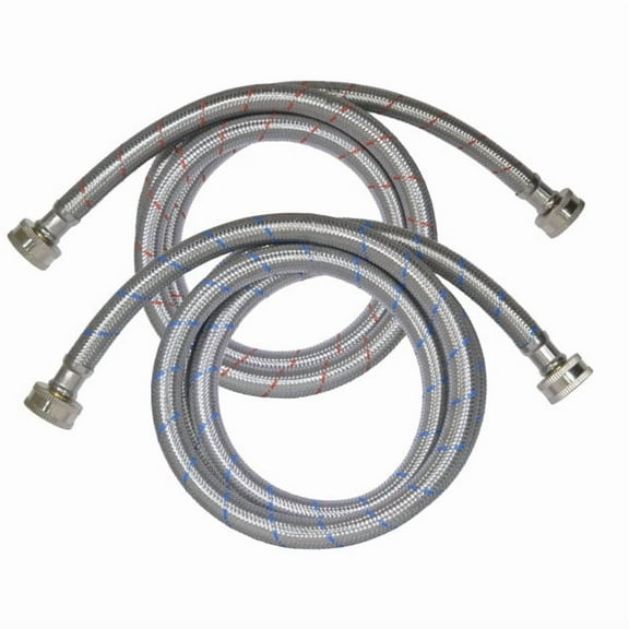 Appli Parts APIH-7234 2-Pack 6 ft Washing Machine Inlet Hose Braided Stainless Steel with Seal 3/4 in NPT Female Fitting works for hot and cold water