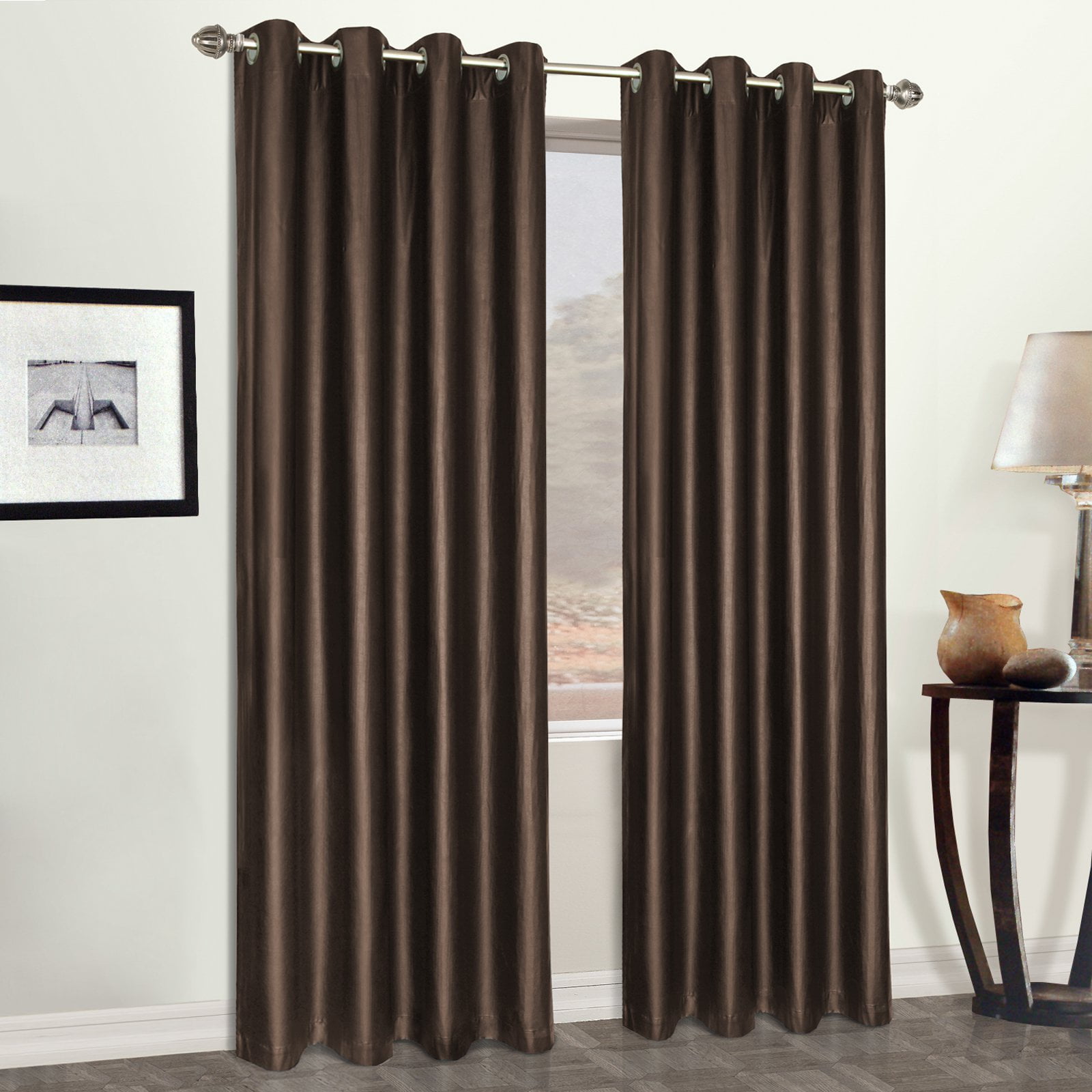 Faux Leather 52 X 95 Window Curtain, Black Faux Leather Curtain Brown