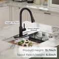 thumbnail image 4 of Senlesen Matte Black Single Handle High Arc  Pull Out Kitchen Faucet Single Level Stainless Steel Kitchen Sink Faucets with Pull Down Sprayer 360 Rotation with Cover, 4 of 21