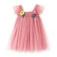 thumbnail image 1 of Hpapadks Robe Bébé Manches Volantes Fleurs Tulle Robe de Fête Robe à Bretelles Filles Rose 18-24 Mois, 1 of 6