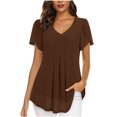 thumbnail image 2 of Womens Chiffon Tunics Tops for Leggings Flowy T-Shirts Dressy Business Casual Blouses Ruffle Sleeve Loose Shirts V Neck Tees, 2 of 7