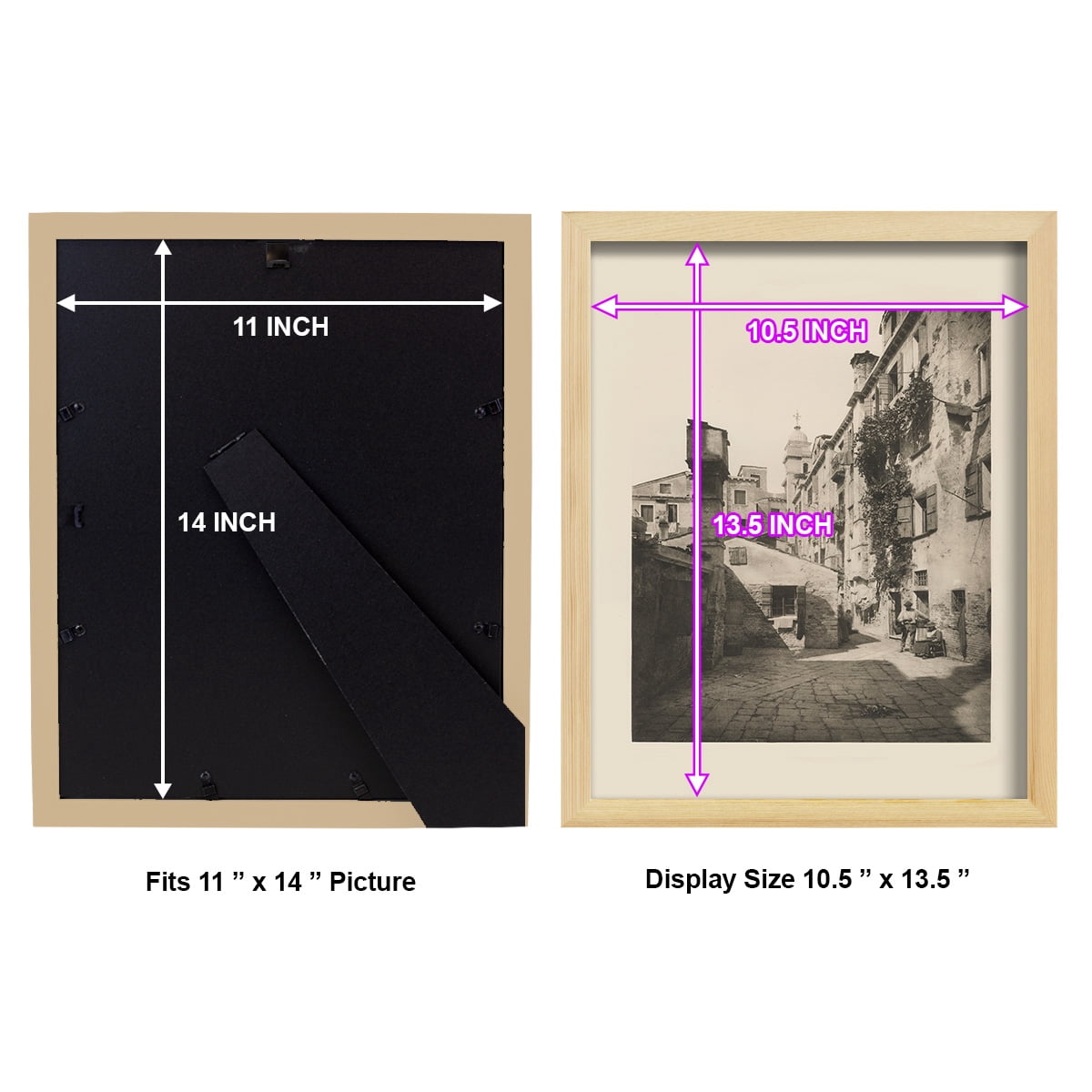 Vintage Views of Venice VIII - Framed Print w/glass - Natural Wood