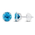 thumbnail image 2 of Decadence Genuine 10K Solid White Gold 4mm Round Natural Swiss Blue Topaz December Birthstone Stud Earrings, 2 of 5