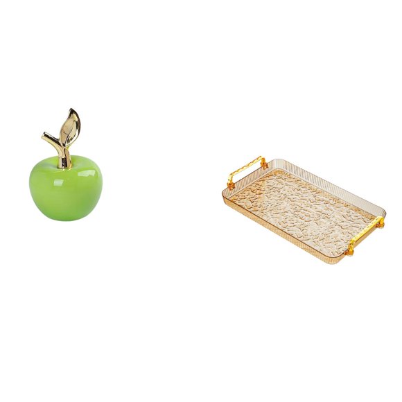 Estatua,Escultura de fruta artificial,estatua y artesanía,Bandeja para servir,Bandeja de cocina rectangular con asa,Bandeja de almacenamiento Plato para servir Tocador de baño