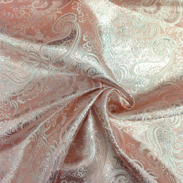 60 in. Sold By The Yard Purple Silver Metallic Paisley Brocade Fabric