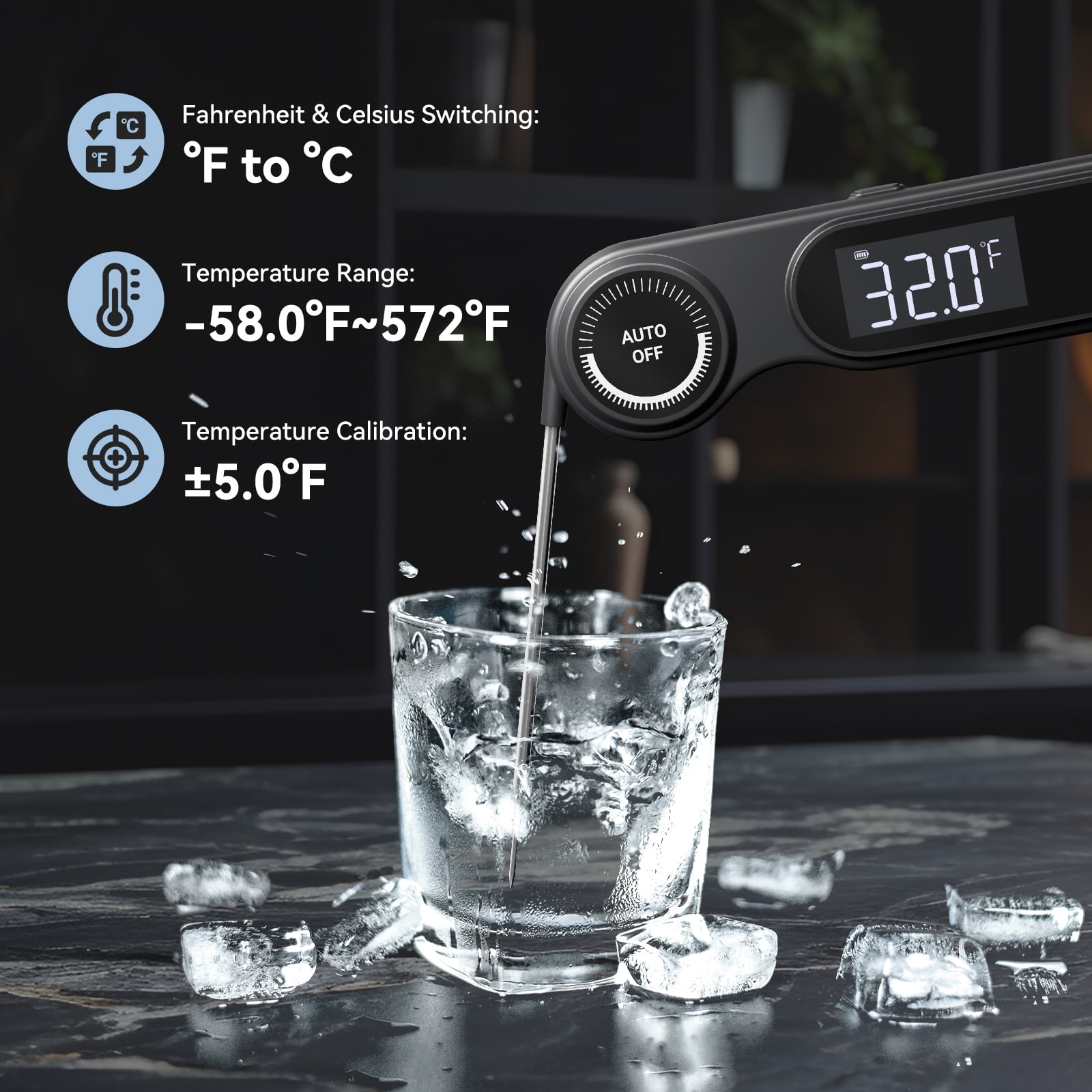 INKBIRD Instant Read Meat Thermometer, IP65 Waterproof, 0.5 Sec Fast Reading, Super Accurate Detection, Handy Food Thermometer for Indoor Outdoor Cooking, BBQ, Baking, Deep Frying, Home Brewin