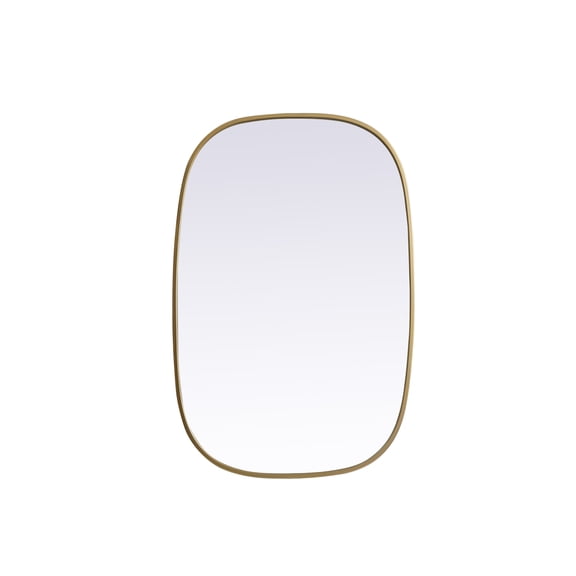 Metal Frame Oval Mirror 24x36 Inch in Brass
