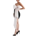 thumbnail image 5 of Liacowi Women's Strapless Bowknot Tube Dress Contrast Color Off The Shoulder Bodycon Mini Short Dress, 5 of 8