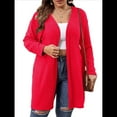 thumbnail image 1 of Suéter Tipo Cárdigan de Punto con Abertura Frontal, Liso y Acanalado, para Mujer Rojo XXXL, 1 of 8