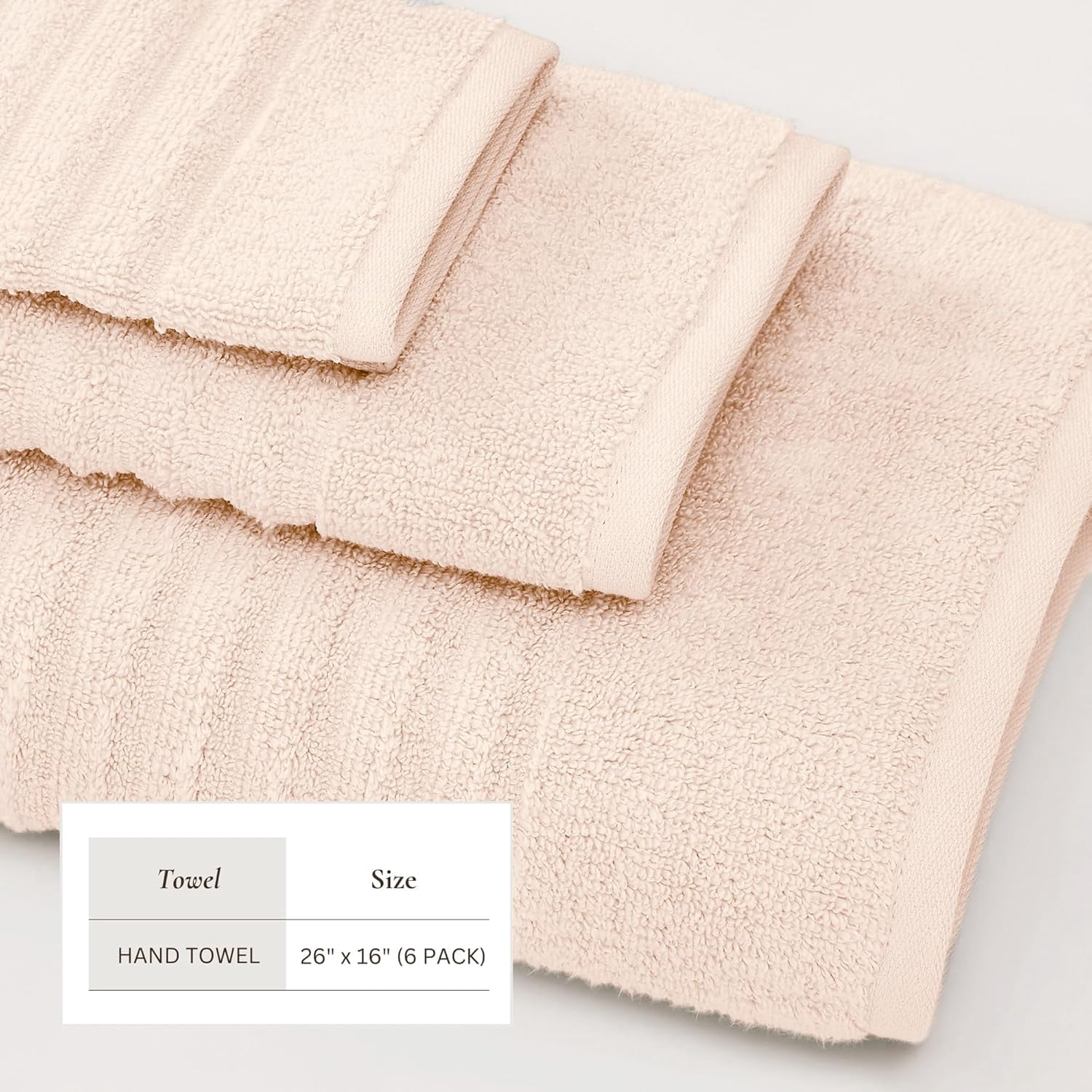 Wellmrak 6 Pack Hand Towel Set - 100% Cotton Towels - Absorbent & Quick-Dry Towels for Bathroom (Pink Sand)