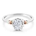 thumbnail image 2 of Gem Stone King 925 Silver and 10K Rose Gold White Moissanite Engagement Ring for Women | 0.90 Cttw | Oval 7X5MM | Gemstone Birthstone | Size 5, 2 of 5