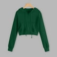 thumbnail image 2 of VISALY Hoodies Pullover Drawstring Sweatshirt Women's Fashionable and Casual Solid Color Pocket Short Long Sleeved Sweatshirt Casual Sweaters Running Sweatshirts Pullover Sweatshirt Green 3Xl, 2 of 4
