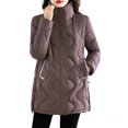 thumbnail image 2 of AUNVITO Women's Thickened Quilted Coat Longline Loose Fit Stand Collar Slimming Winter Outwear Warm Padded Jacket Versatile Casual, 2 of 3