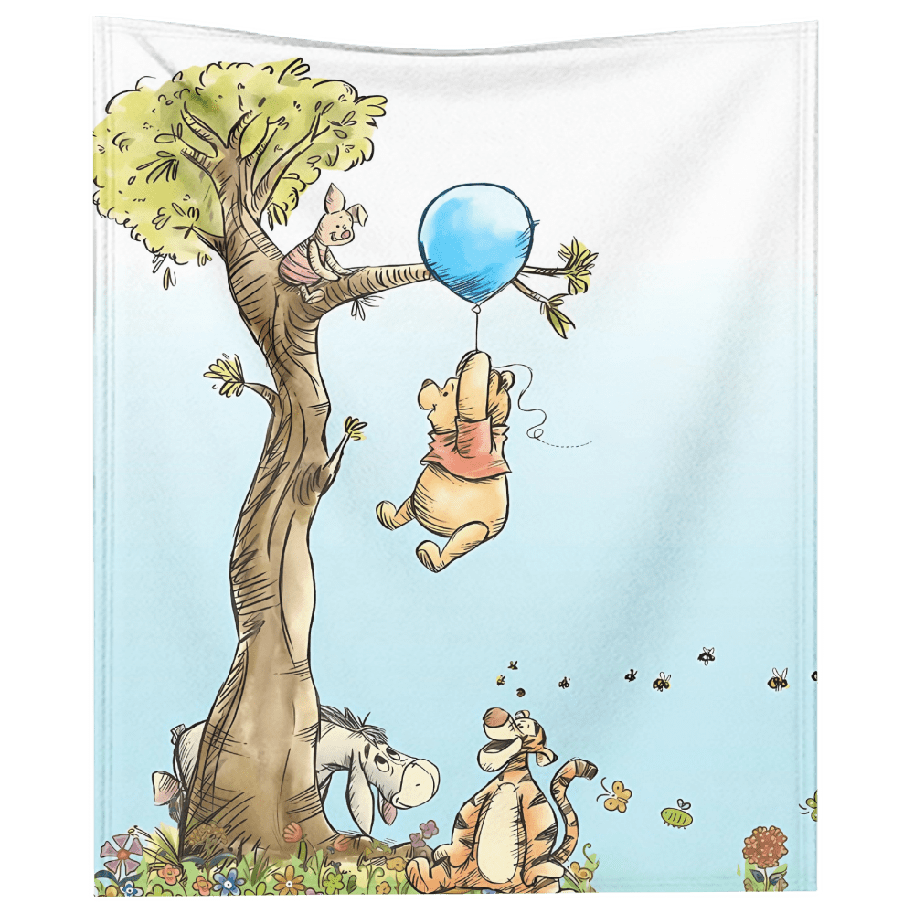 Fnyko Blanket Cartoon Winnie the Pooh Printed Super Soft Flannel Cozy