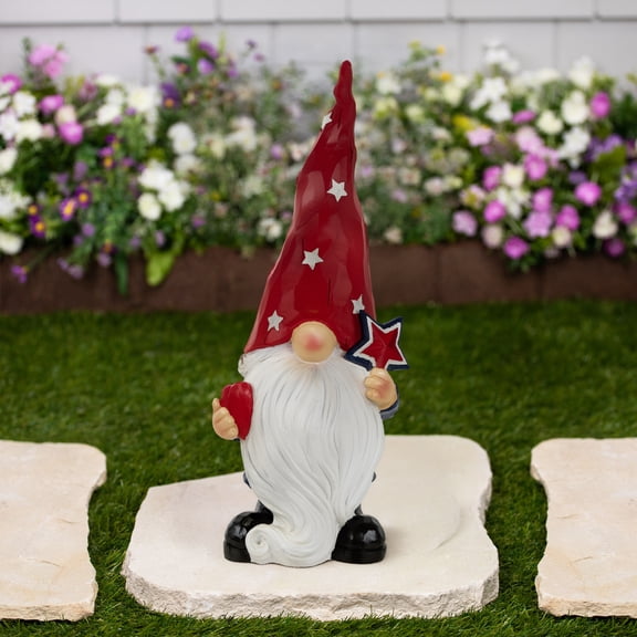 Northlight Gnome Holding Star Patriotic Outdoor Garden Statue - 16.5"