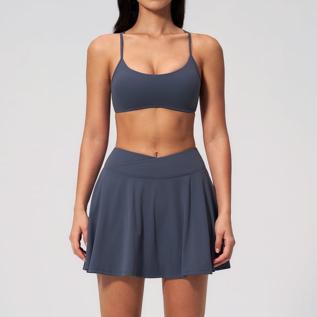 AEXTO Two Piece Tennis Skirt Sets Athletic 2 Piece Workout Sets for Women with Pockets