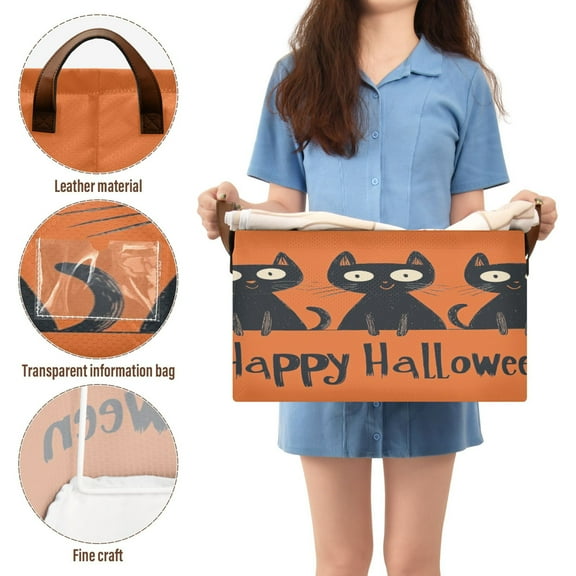 BZSMCE Collapsible Fabric Cube Storage Bins Halloween Black Cats Design Pattern Storage Box