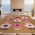 thumbnail image 2 of Design&I 5'x7' Washable Area Rug Pink Blossoming Garden Floral Array Design Charming of Stylized Flowers and Hearts for Guest Room, Lounge, Apartment, Flatweave & Daily Traffic Ready, 2 of 7